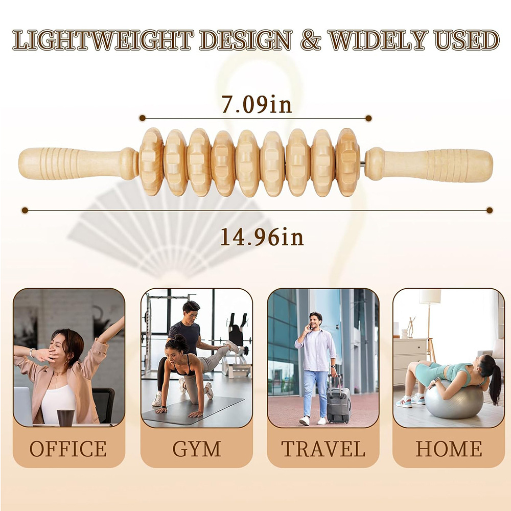 1PC Wood 9-wheel Massage Massa - Reflexology Foot Roller recension och pris