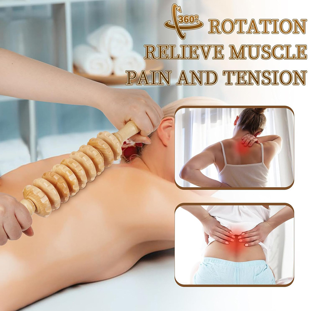 1PC Wood 9-wheel Massage Massa - Reflexology Foot Roller recension och pris