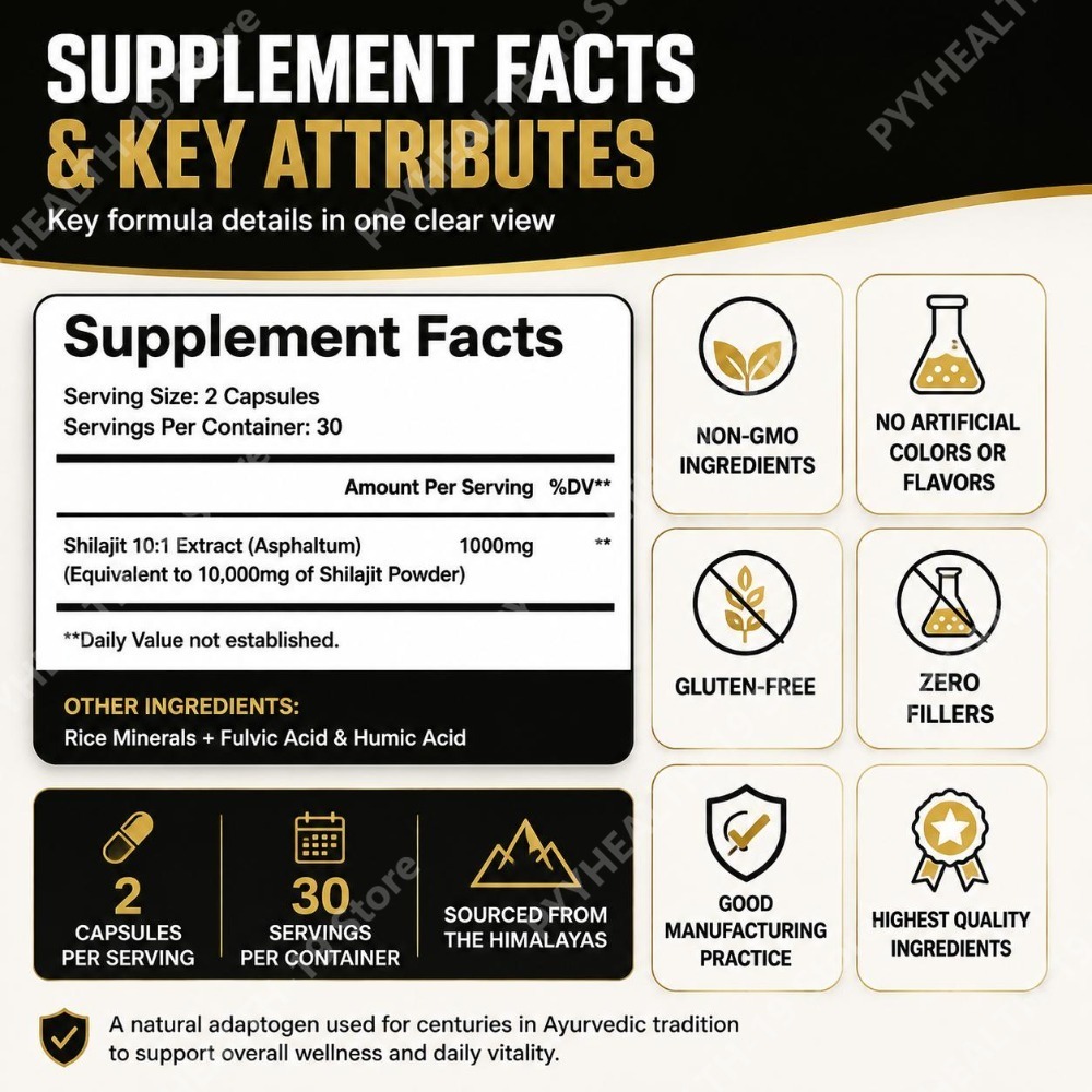 Shilajit Resin Capsules with 1 - Health Wellness Vitality recension och pris